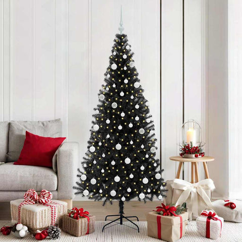 Albero di Natale con 300 LED con supporto Nero 180 cm PVC