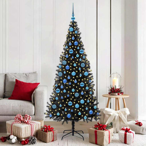 Albero di Natale con 300 LED con supporto Nero 180 cm PVC
