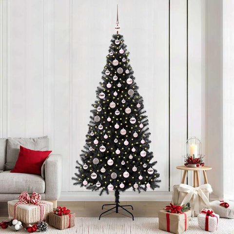 Albero di Natale con 300 LED con supporto Nero 210 cm PVC