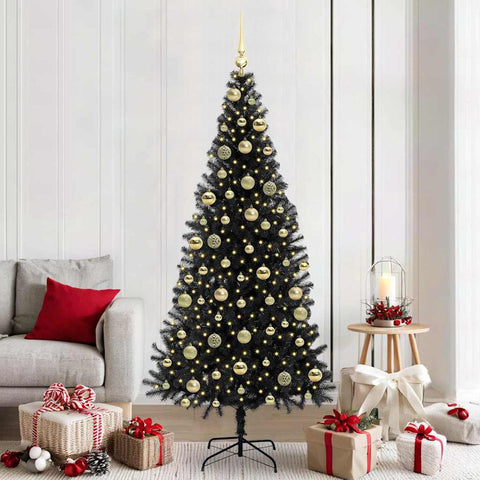 Albero di Natale con 300 LED con supporto Nero 210 cm PVC