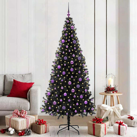 Albero di Natale con 300 LED con supporto Nero 210 cm PVC