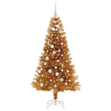 Albero di Natale con 150 LED con supporto Oro 150 cm PET
