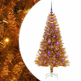 Albero di Natale con 150 LED con supporto Oro 150 cm PET