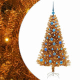 Albero di Natale con 150 LED con supporto Oro 150 cm PET