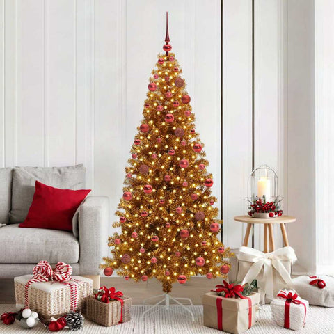 Albero di Natale con 300 LED con supporto Oro 180 cm PET
