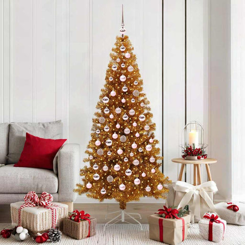 Albero di Natale con 300 LED con supporto Oro 180 cm PET