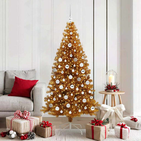 Albero di Natale con 300 LED con supporto Oro 180 cm PET