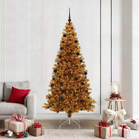 Albero di Natale con 300 LED con supporto Oro 210 cm PET