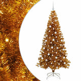 Albero di Natale con 300 LED con supporto Oro 210 cm PET