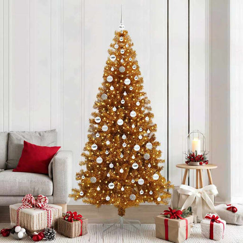 Albero di Natale con 300 LED con supporto Oro 210 cm PET