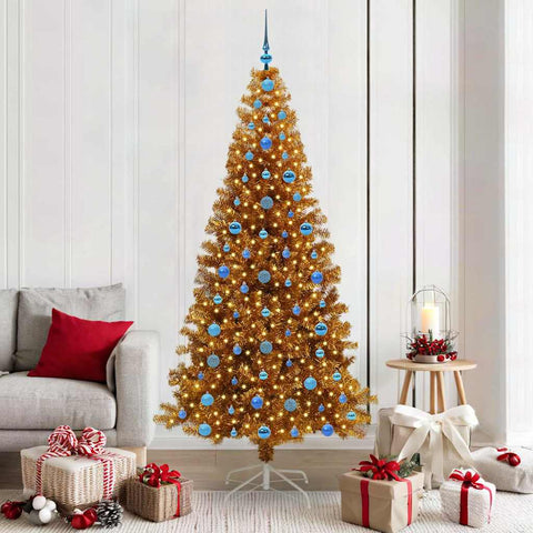Albero di Natale con 300 LED con supporto Oro 210 cm PET