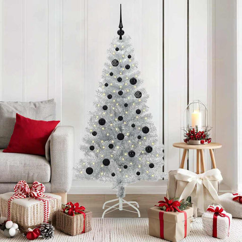 Albero di Natale con 150 LED con supporto Argento 150 cm PET