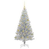 Albero di Natale con 150 LED con supporto Argento 150 cm PET