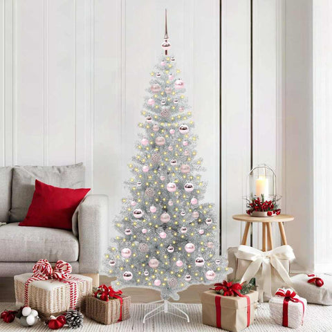 Albero di Natale con 300 LED con supporto Argento 180 cm PET