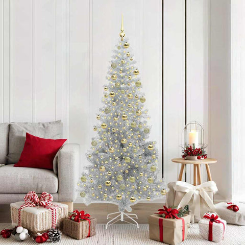 Albero di Natale con 300 LED con supporto Argento 180 cm PET