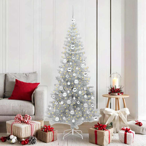 Albero di Natale con 300 LED con supporto Argento 180 cm PET