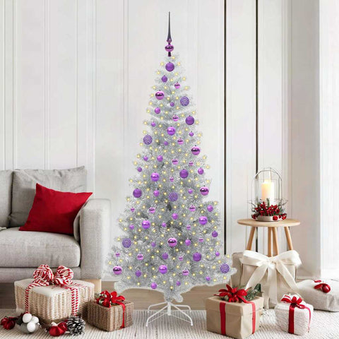 Albero di Natale con 300 LED con supporto Argento 180 cm PET