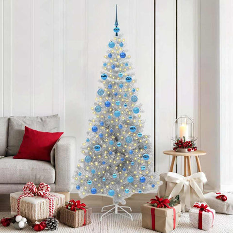 Albero di Natale con 300 LED con supporto Argento 180 cm PET