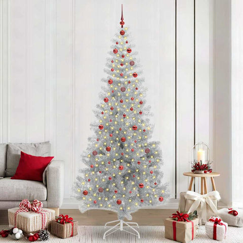 Albero di Natale con 300 LED con supporto Argento 240 cm PET