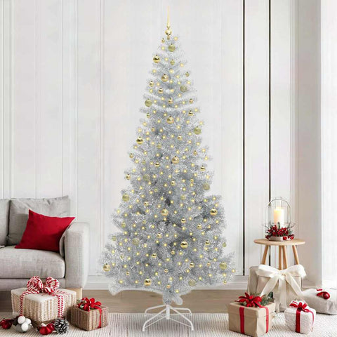 Albero di Natale con 300 LED con supporto Argento 240 cm PET