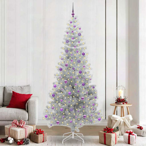 Albero di Natale con 300 LED con supporto Argento 240 cm PET