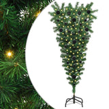 Albero di Natale artificiale pre-illuminato capovolto con set di palline