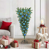 Albero di Natale artificiale preilluminato capovolto con set di palline