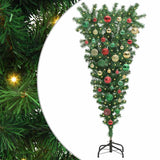 Albero di Natale artificiale preilluminato capovolto con set di palle