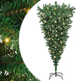Albero di Natale artificiale preilluminato capovolto con set di palline