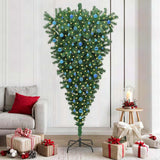 Albero di Natale Artificiale Pre-illuminato Capovolto con Set di Palline