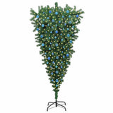 Albero di Natale Artificiale Pre-illuminato Capovolto con Set di Palline