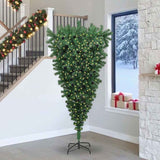 Albero di Natale artificiale preilluminato capovolto con set di palline
