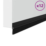 Spazzole per porte autoadesive 12 pcs Nero 100 cm