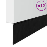 Spazzole per porte autoadesive 12 pcs Nero 100 cm
