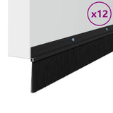 Spazzole per porte a vite 12 pcs Nero 100 cm Lega di alluminio