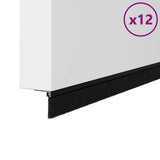 Spazzole per porte a vite 12 pcs Nero 100 cm Lega di alluminio
