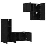 Mobile TV 4 pcs Rovere Nero Legno truciolato