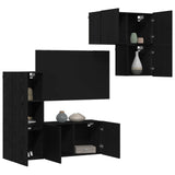 Mobile TV 4 pcs Rovere Nero Legno truciolato