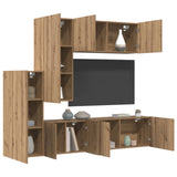 Unità TV da Parete 5 pcs Rovere artigianale Legno truciolato