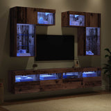 Unità per TV a Muro 6 pcs Rovere Nero Legno truciolato