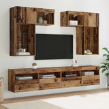 Unità per TV a Muro 6 pcs Rovere Nero Legno truciolato