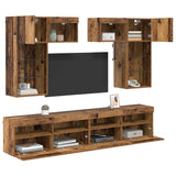Unità per TV a Muro 6 pcs Rovere Nero Legno truciolato