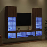 Unità a muro per TV con LED 5 pcs Rovere artigianale