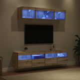 Unità a muro per TV con LED 5 pcs Rovere artigianale