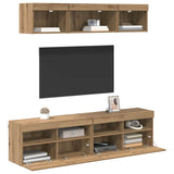 Unità a muro per TV con LED 5 pcs Rovere artigianale