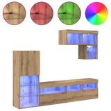 Unità per TV a Muro 6 pcs Rovere artigianale Legno truciolato