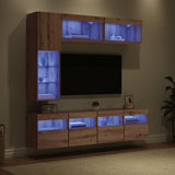 Mobile TV con led 7 pcs Rovere artigianale Legno truciolato