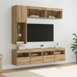 Mobile TV con led 7 pcs Rovere artigianale Legno truciolato