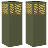 Faro LED solare per sentieri a spina di pesce 2 pcs Verde oliva