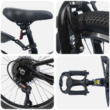Bicicletta per Bambini 24 Pollici 6-Speed per 8-12 anni Nero